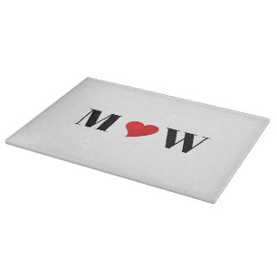 Customise Couple initials A Loves B red heart Cutting Board
