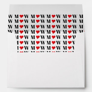 Customise Couple initials A Loves B red heart Envelope