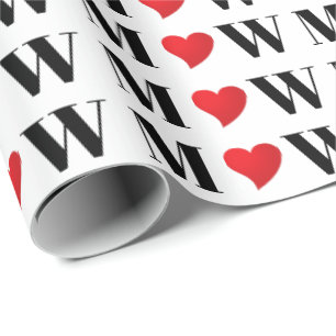 Customise Couple initials A Loves B red heart Gift Wrapping Paper