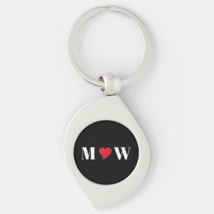 Customise Couple initials A Loves B red heart Key Ring