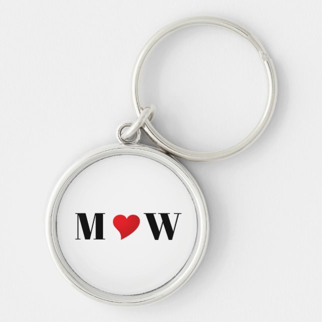 Customise Couple initials A Loves B red heart Key Ring (Front)