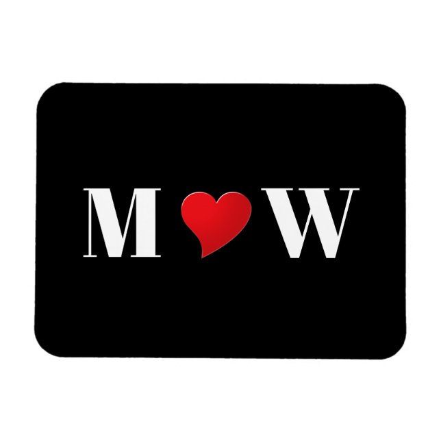 Customise Couple initials A Loves B red heart Magnet (Horizontal)