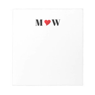 Customise Couple initials A Loves B red heart Notepad