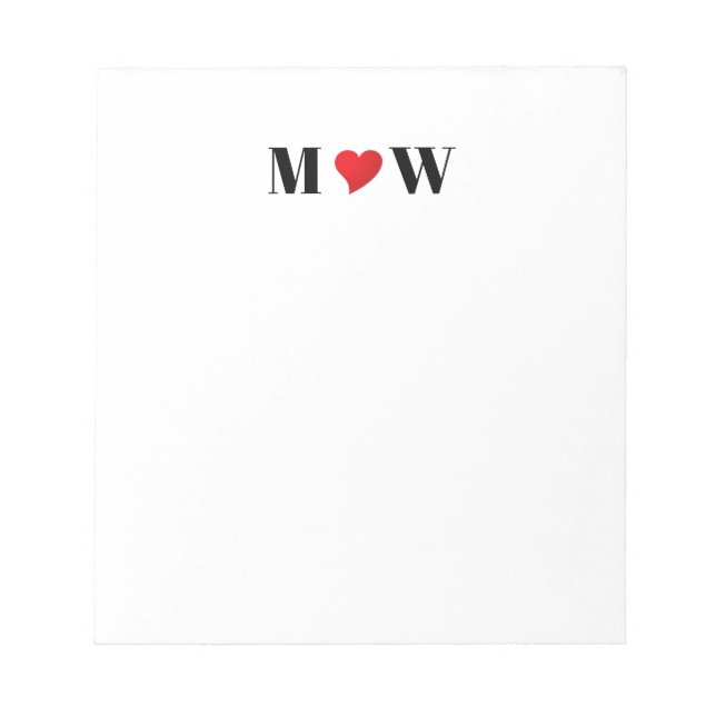 Customise Couple initials A Loves B red heart Notepad (Front)