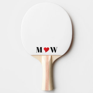 Customise Couple initials A Loves B red heart Ping Pong Paddle