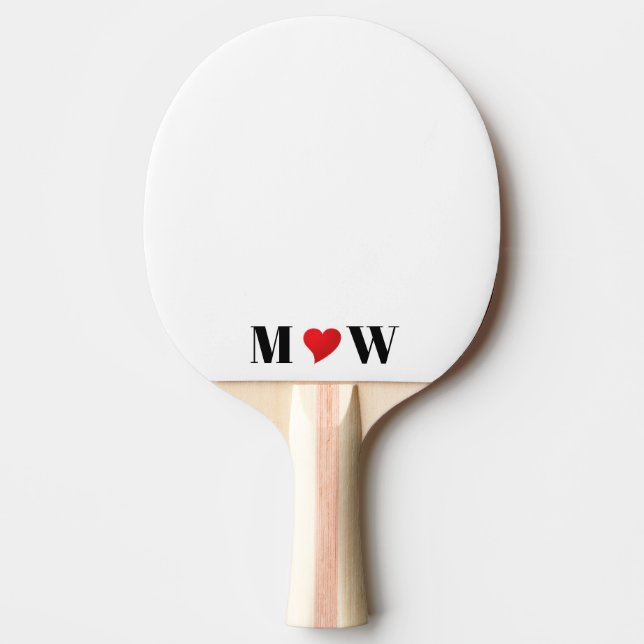 Customise Couple initials A Loves B red heart Ping Pong Paddle (Front)