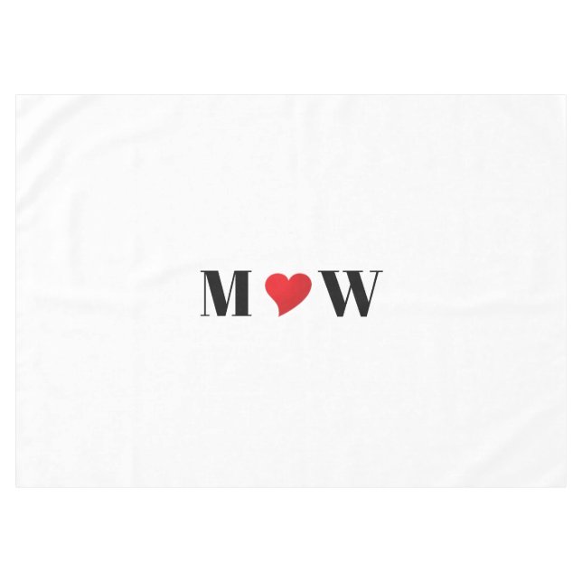 Customise Couple initials A Loves B red heart Tablecloth (Front (Horizontal))