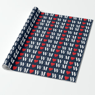 Customise Couple initials A Loves B red heart Wrapping Paper