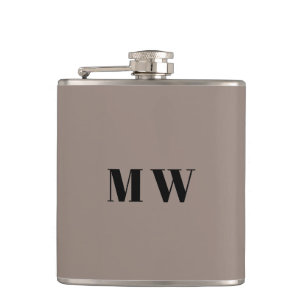 Customise Couple initials Wedding Favours beige Hip Flask