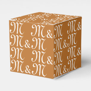 Customise couple's Initials monogram Brown bronze Favour Box