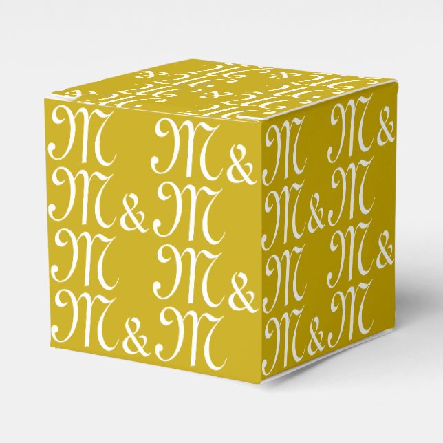 Customise couple's Initials monogram mustard gift Favour Box (Front Side)