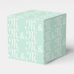 Customise couple's Initials monogram seafoam mint Favour Box