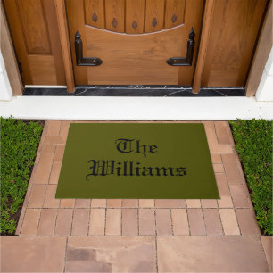 Customise Couple's last name family name olive Doormat