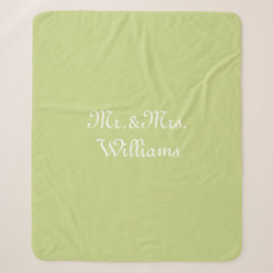 Customise Couple's last name, Mr. & Mrs. avocado Sherpa Blanket