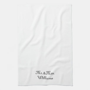 Customise Couple's last name Mr. & Mrs. black whit Tea Towel