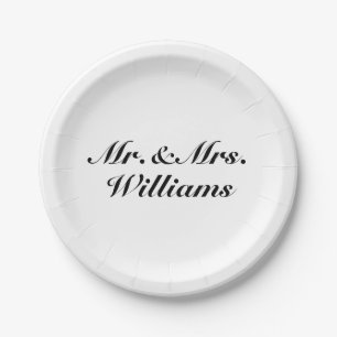 Customise Couple's last name Mr. & Mrs. classic Paper Plate