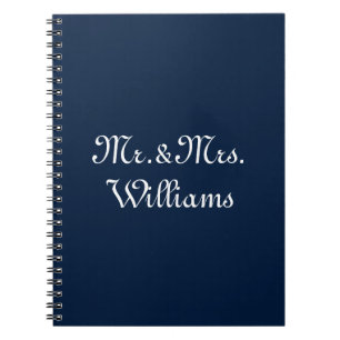 Customise Couple's last name Mr. & Mrs. navy blue Notebook