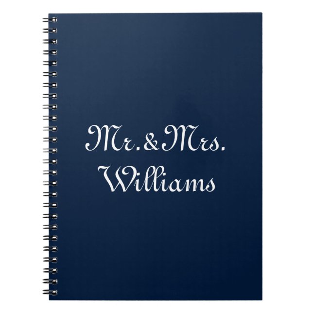 Customise Couple's last name Mr. & Mrs. navy blue Notebook (Front)
