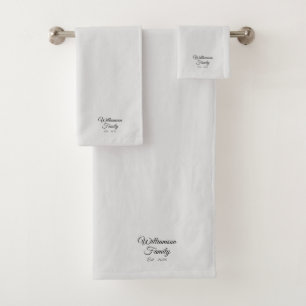 Customise Couple's last name, year light grey Bath Towel Set