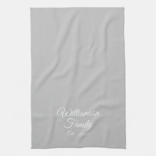 Customise Couple's last name, year light grey Tea Towel