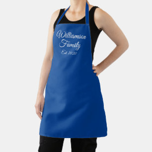 Customise Couple's last name, year number blue Apron