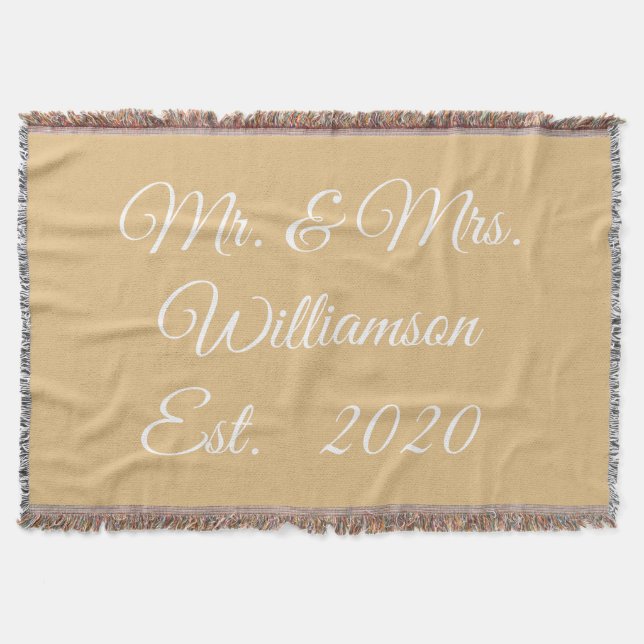 Customise Couple's last name, year, number camel Throw Blanket (Front)