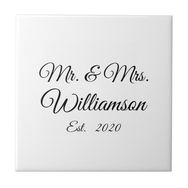 Customise Couple's last name, year, number Ceramic Tile (Front)