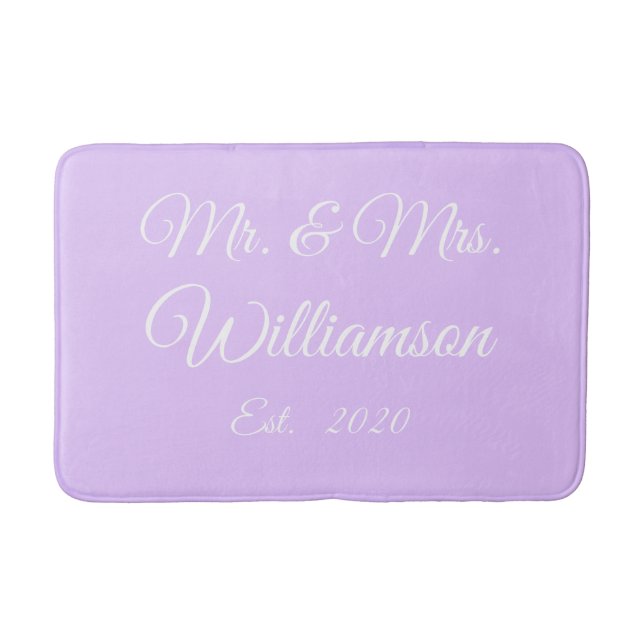 Customise Couple's last name, year number lavender Bath Mat (Front)