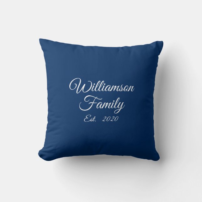 Customise Couple's last name, year, number navy Cushion (Front)