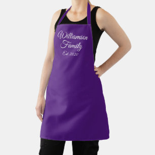 Customise Couple's last name, year number purple Apron