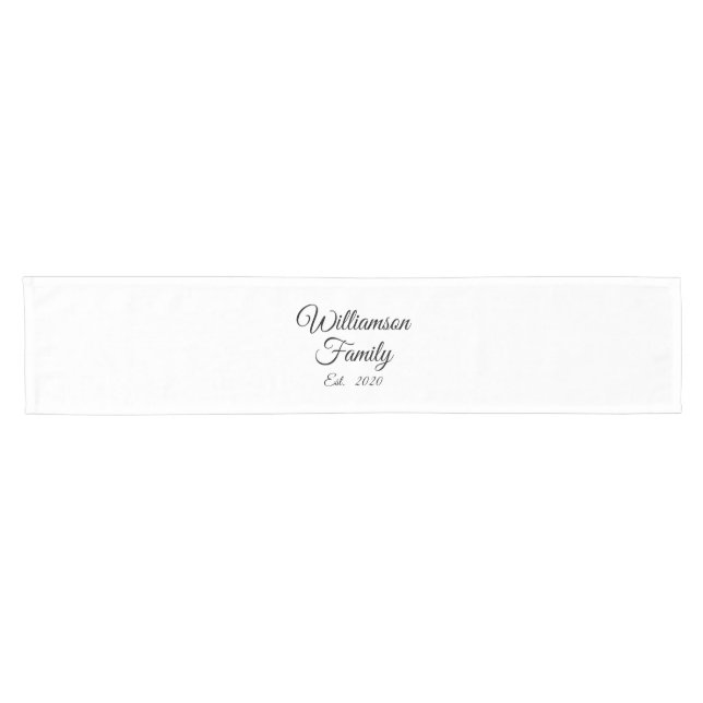 Customise Couple's last name, year, number Short Table Runner (Horizontal)