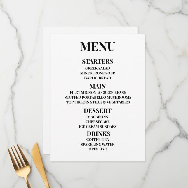 Customise - Create Your Own Custom Menu (Front/Back In Situ)