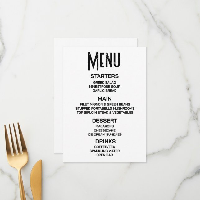 Customise - Create Your Own Custom Menu (Front/Back In Situ)