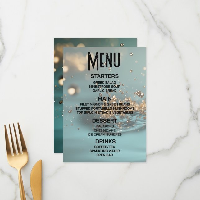 Customise - Create Your Own Green & Gold Bubbles Menu (Front/Back In Situ)