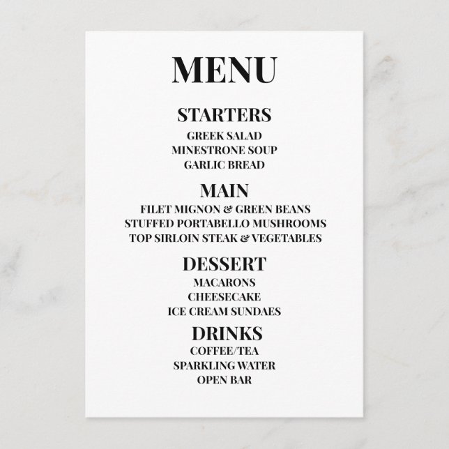 Customise - Create Your Own Menu (Front)