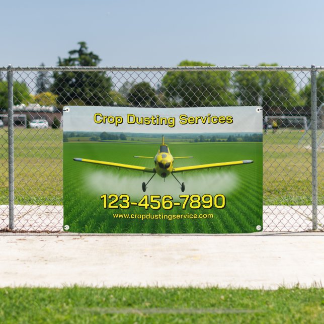 Customise Crop Dusting Services Business Fence Banner (Insitu)