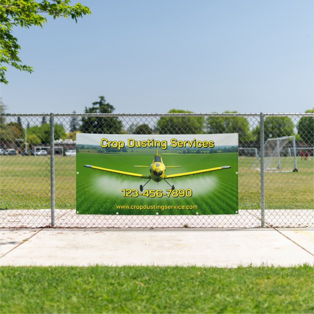 Customise Crop Dusting Services Business Fence Banner (Insitu)