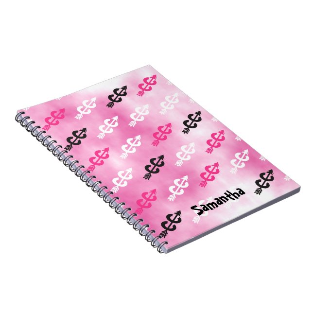 Customise - Cross Country Dazzle PINK Typography Notebook (Right Side)