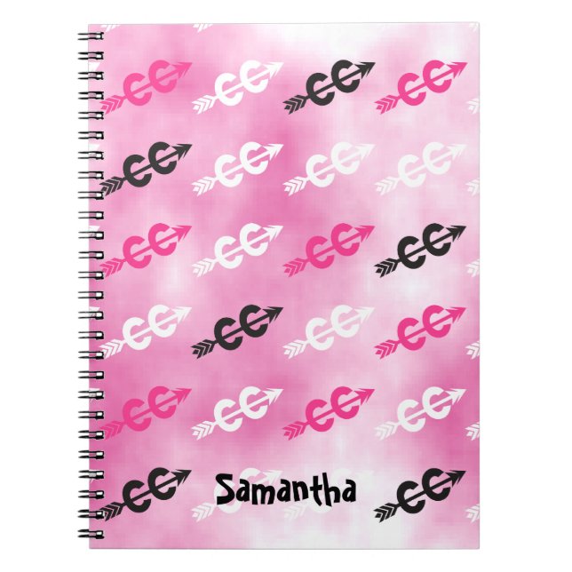 Customise - Cross Country Dazzle PINK Typography Notebook (Front)