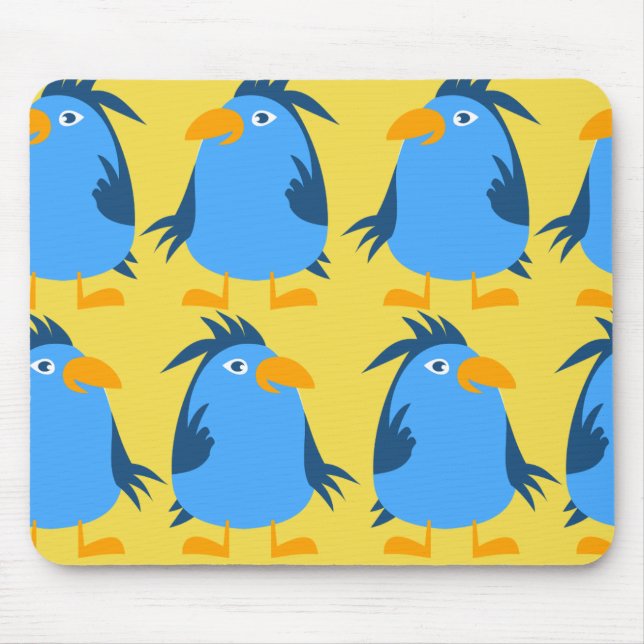 Customise Cute Blue Bird Mousepad (Front)