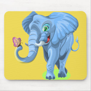 Customise Cute Blue Elephant Mouse Pad