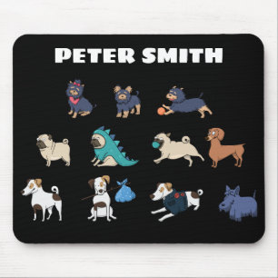 Customise Cute Doggy Design with Name Mouse Pad