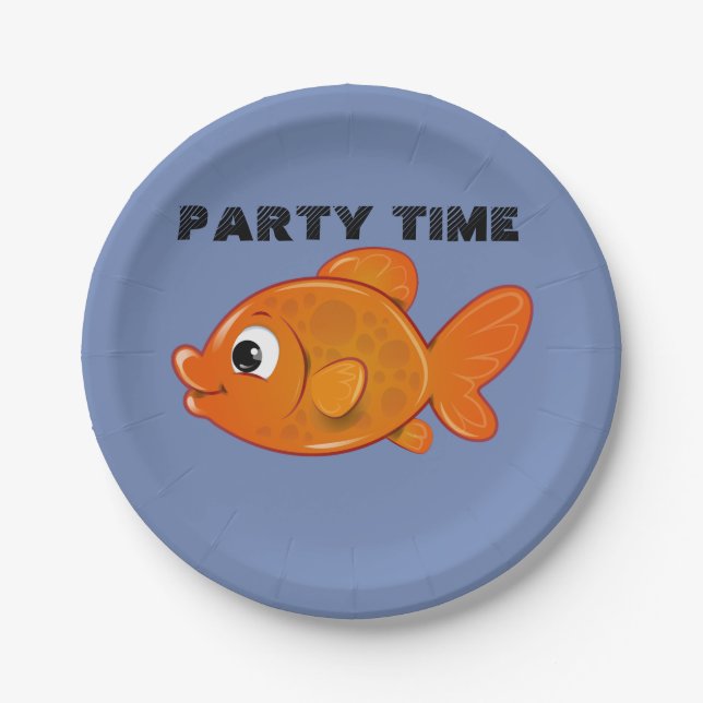 Customise Cute Orange Fish Paper Plate (Front)