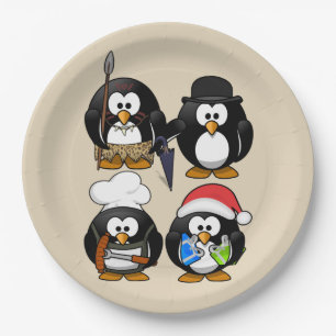 Customise Cute Penguins Party Paper Plate