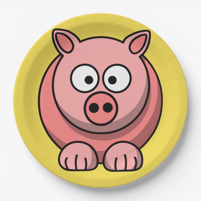 Customise Cute Pig Party Plate (Front)