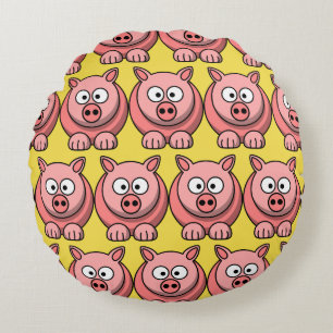 Customise Cute Pig Round Cushion