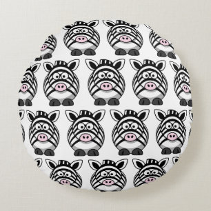 Customise Cute Zebra Round Cushion