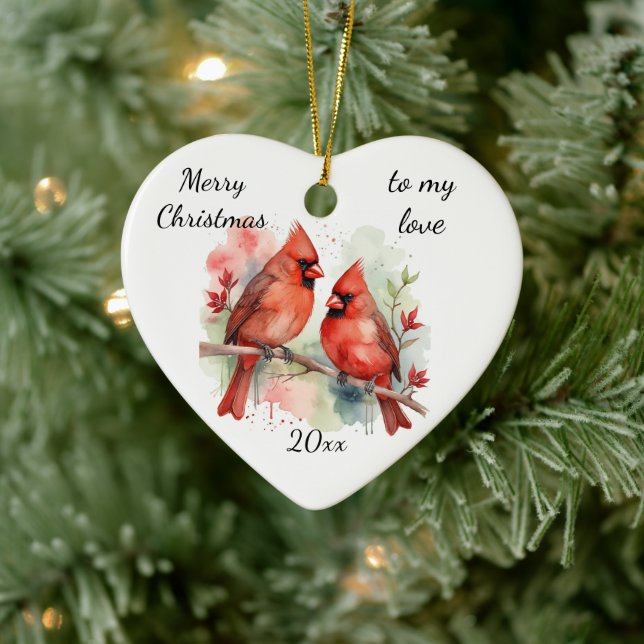 Customise Dated Cardinal to my Love Ceramic Ornament (Tree)