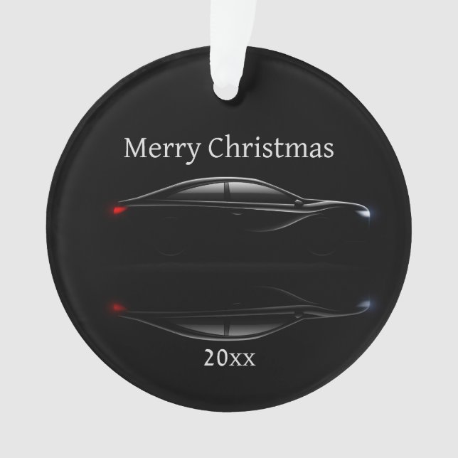 Customise Dated Christmas Sports Car Automobile   Ornament (Front)