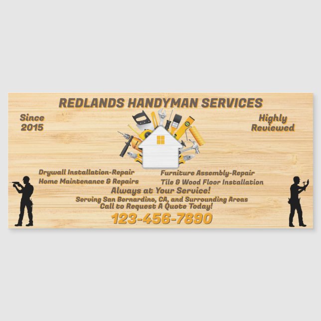 Customise Detailed Handyman Business Advert Magnet (Front)